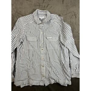 J. Jill Love‎ Linen Essential Shirt Button Up Long Sleeve Blue Womens XS Petite